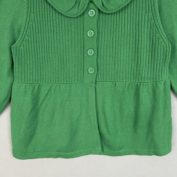 Tibi Sweater Womens Medium Kelly Green Merino Wool Cardigan Peter Pan Luxury - Picture 3 of 14